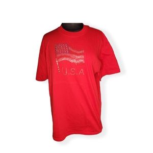 Red t-shirt with flag/ U.S.A. design